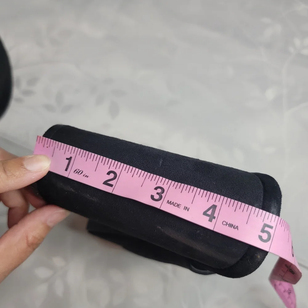 Lulu's Chandra Black Vegan Suede Block Heels Platform Open Toe Slides Mules 8.5‎